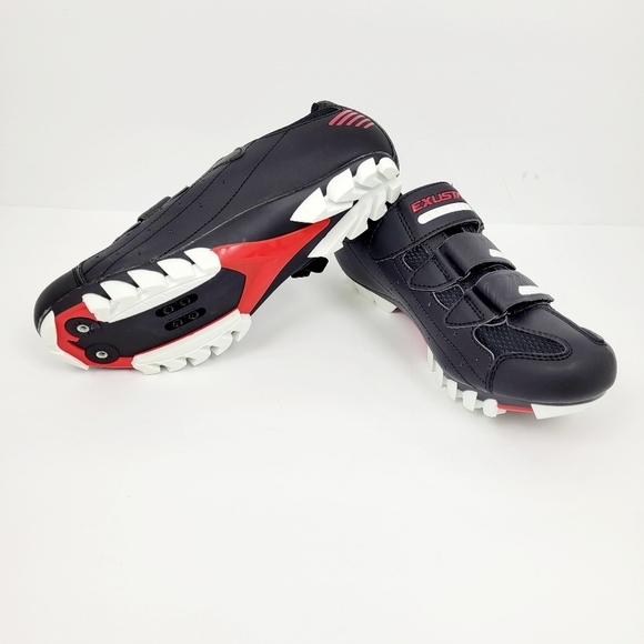 Exustar E-SM308B MTB Cycling Shoe Men 7 US/40EU~Women 8.5 US~White Black Red~NEW - Picture 2 of 12